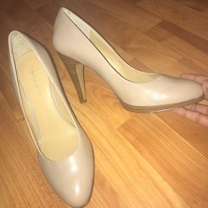 Nude Nine West Leather Heels